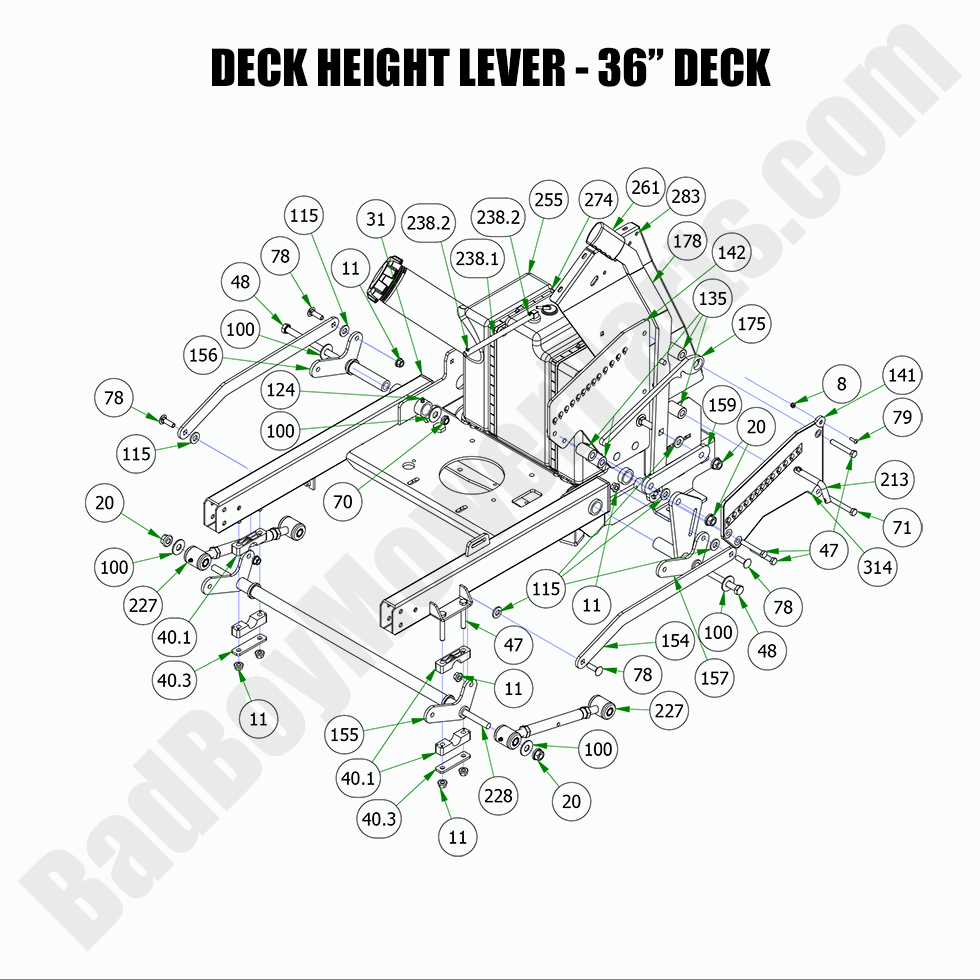 2022 Revolt Deck Height Lever - 36" Deck